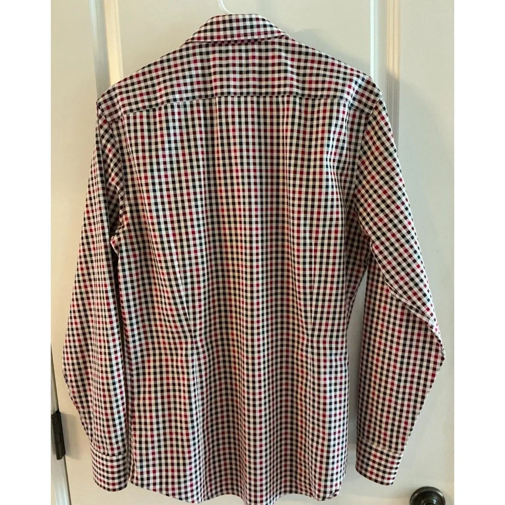 Banana Republic Non Iron‎ Slim Fit Shirt Mens Medium Red Ivory Gingham Check